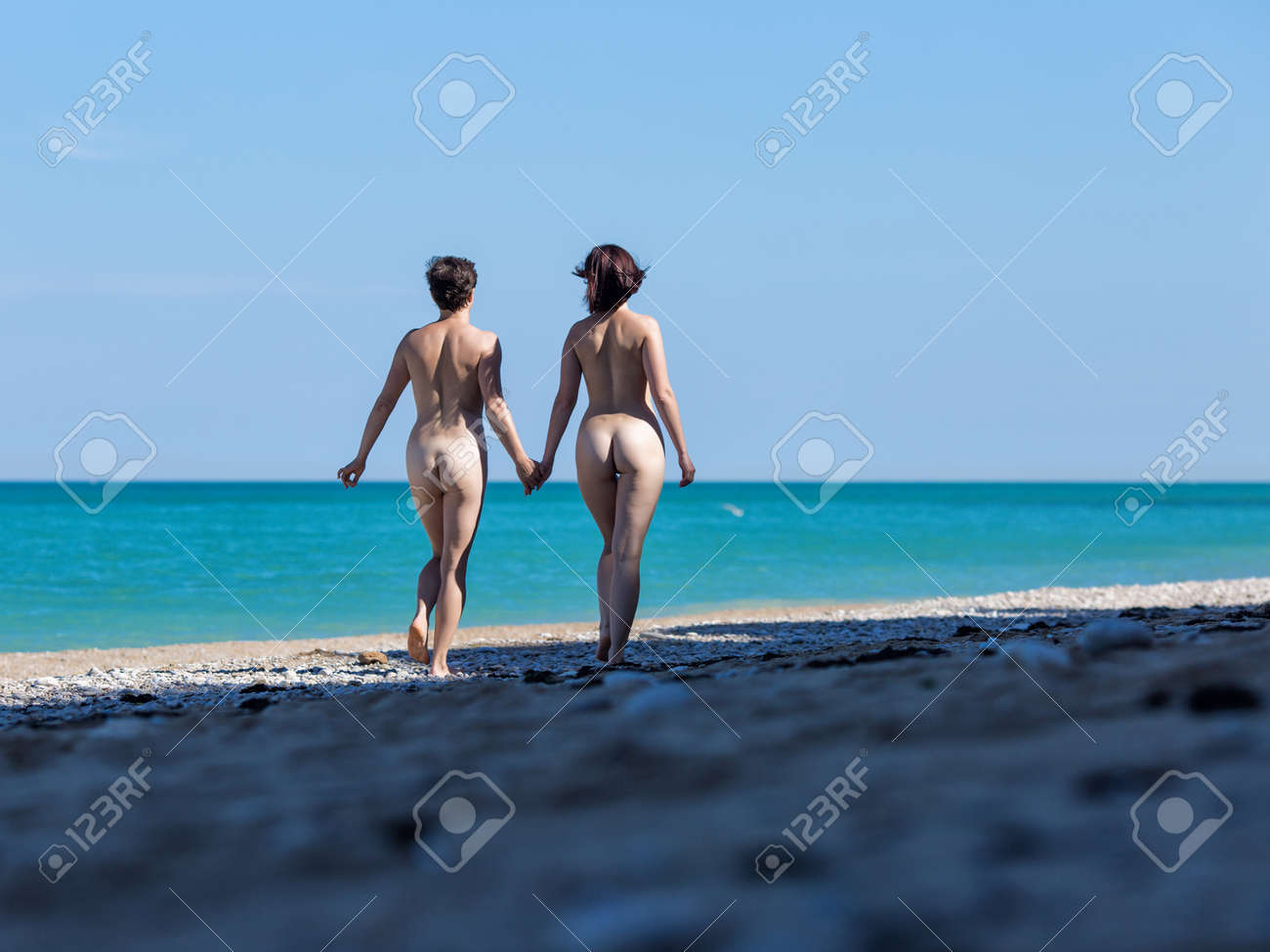 nude couple walk