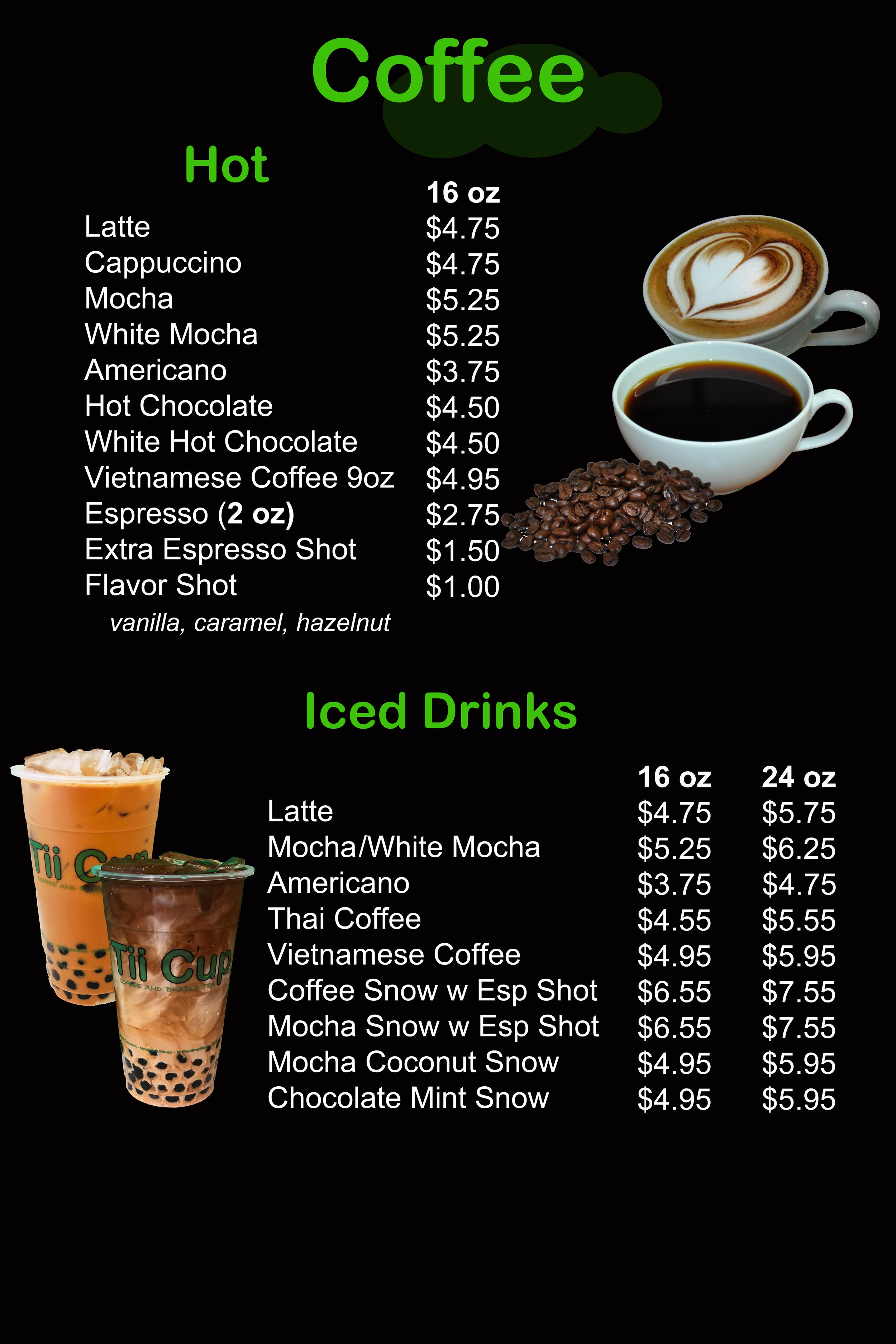 tii cup menu