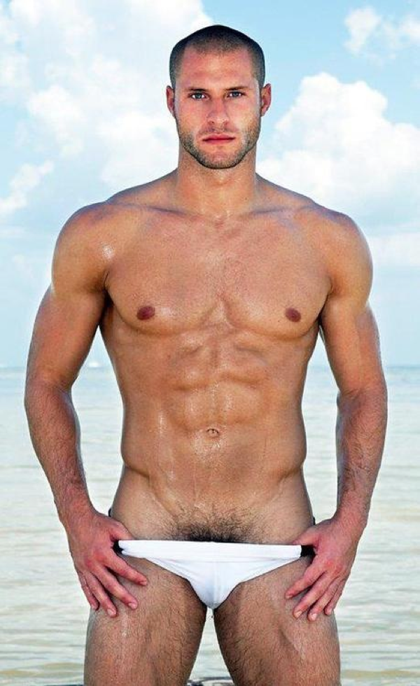 men in wet speedo