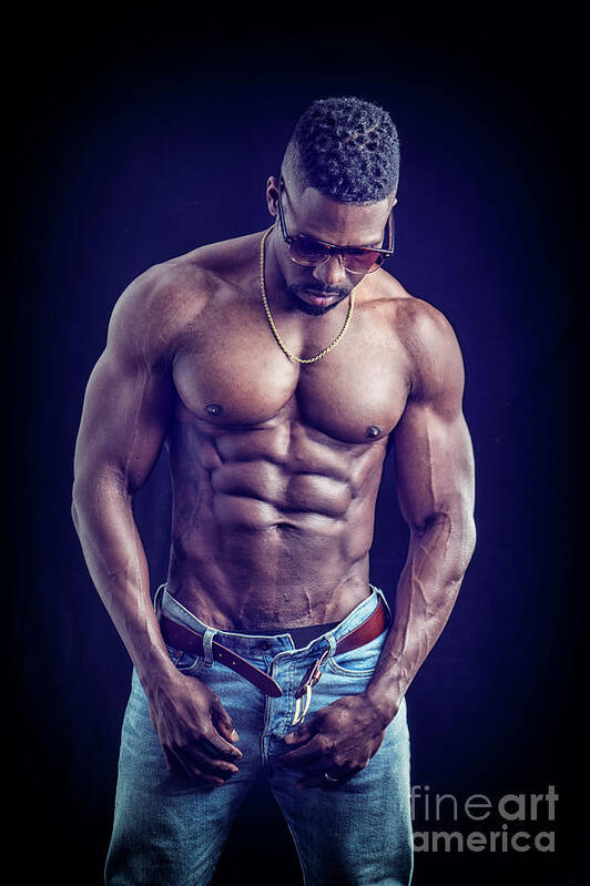 Muscular Black Naked Men to masturbating